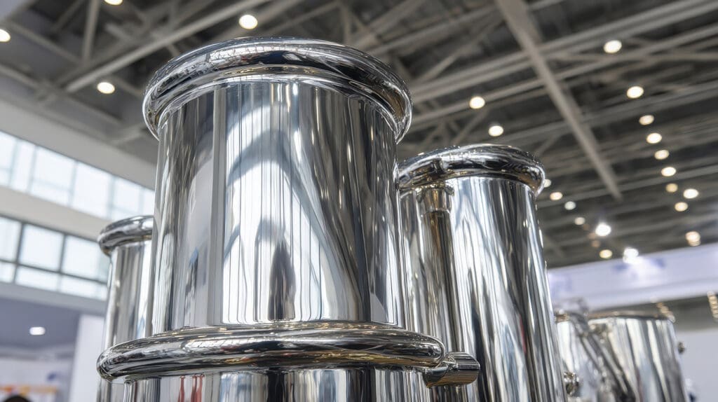 Close-up of chrome plating equipment at an industrial facility