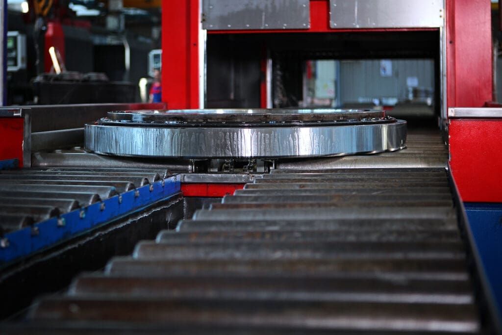 Industrial bearing on a production conveyor line.