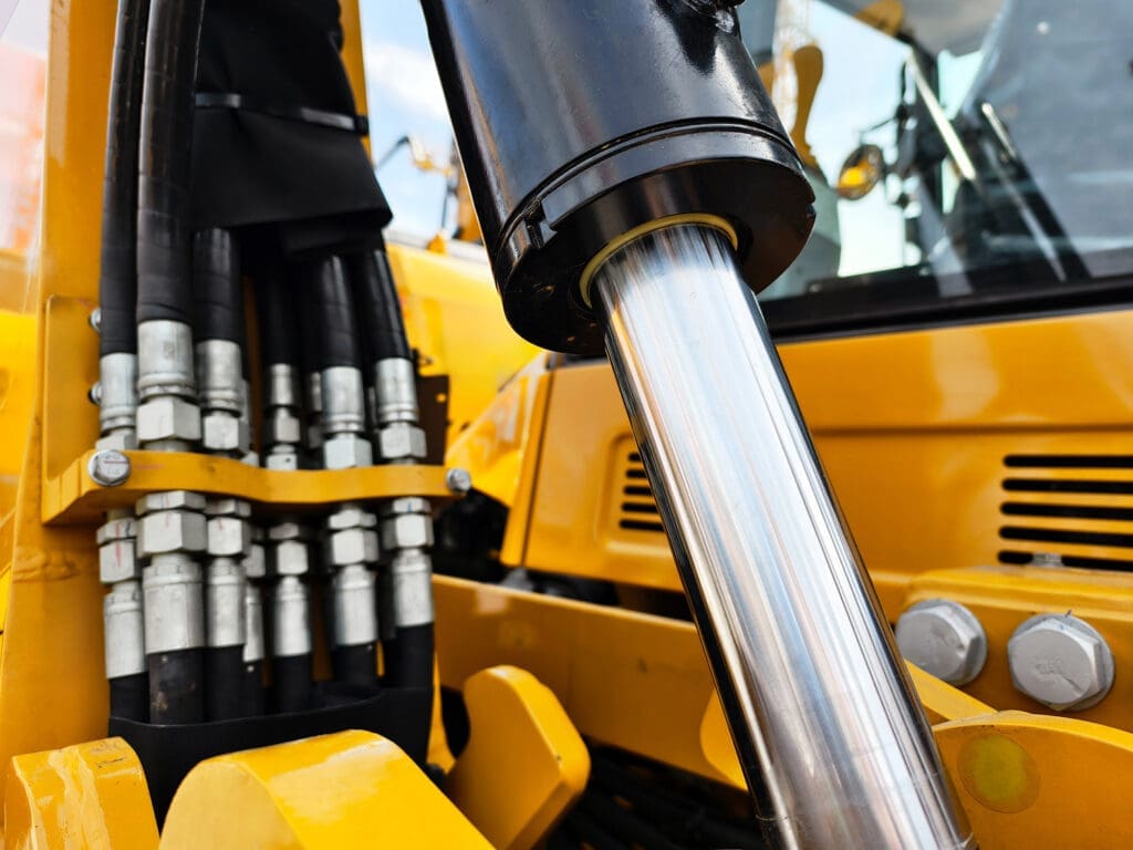 Hydraulic system components on heavy construction equipment
